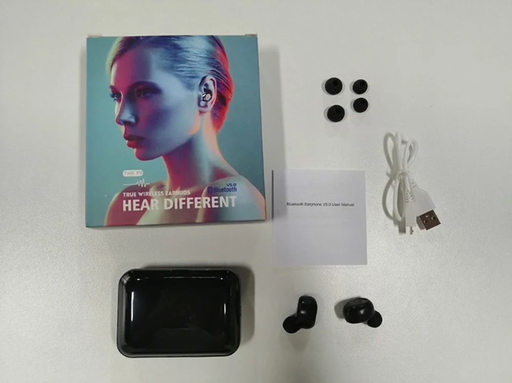 Mini Headsets Wireless Earbuds BT 5.0 IPX7 Waterproof Headphones F9-5 with microphone