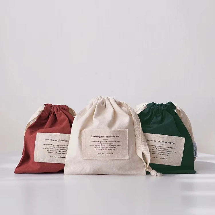 Wholesale Custom Logo Eco Reusable Recyclable Muslin Favor Gift Fabric Packaging Pouch Organic Cotton Drawstring Dust Bag