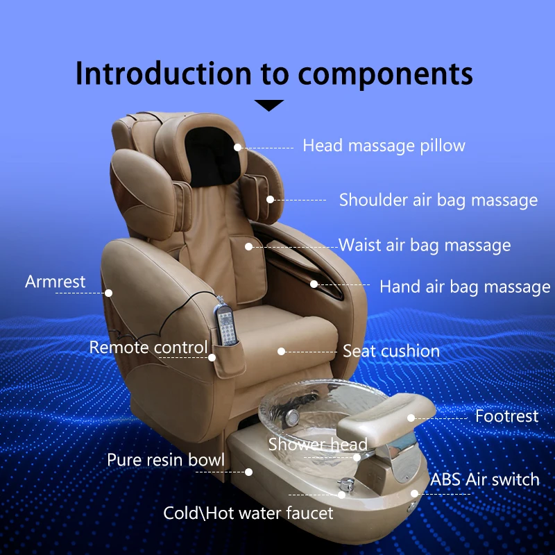 Healthtec 2021 Modern Nail Spa Salon Chair Luxury Human Touch Massage