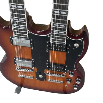 Double Neck Electric Guitar 12+6 Strings in Tobacco - OEM/ODM