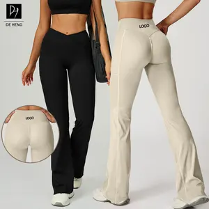 New Scrunch Butt Cross Waist Leggings Tummy Control Gym Fitness Yoga Pants Running High Waist Sports Women Flared Leggings