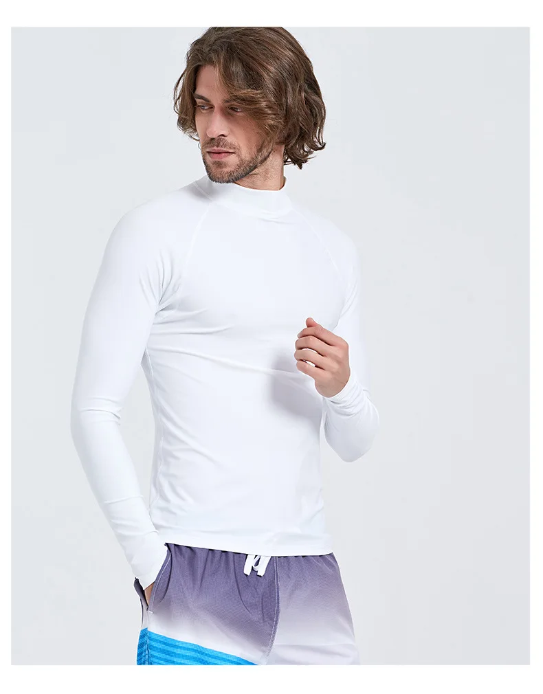Sbart White Color Quick Dry Rash Vest Long Sleeve Swim Shirt Chlorine Resistant Rashie Upf50