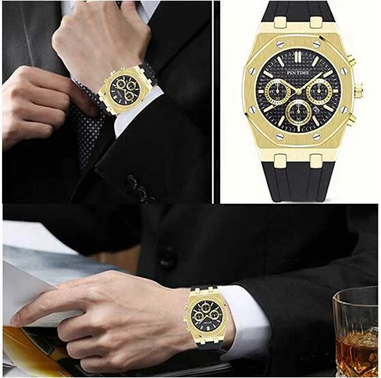 PINTIME — montre-bracelet à quartz PT2665S, bracelet en acier, étanche, 3 chiffres, affichage de la date, loisirs, business