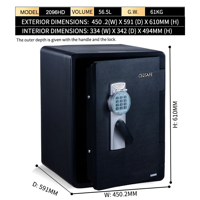 CEASAFE Waterproof Cabinet High Security Electric Digital Metal Fireproof Home Office Safe Box supplier