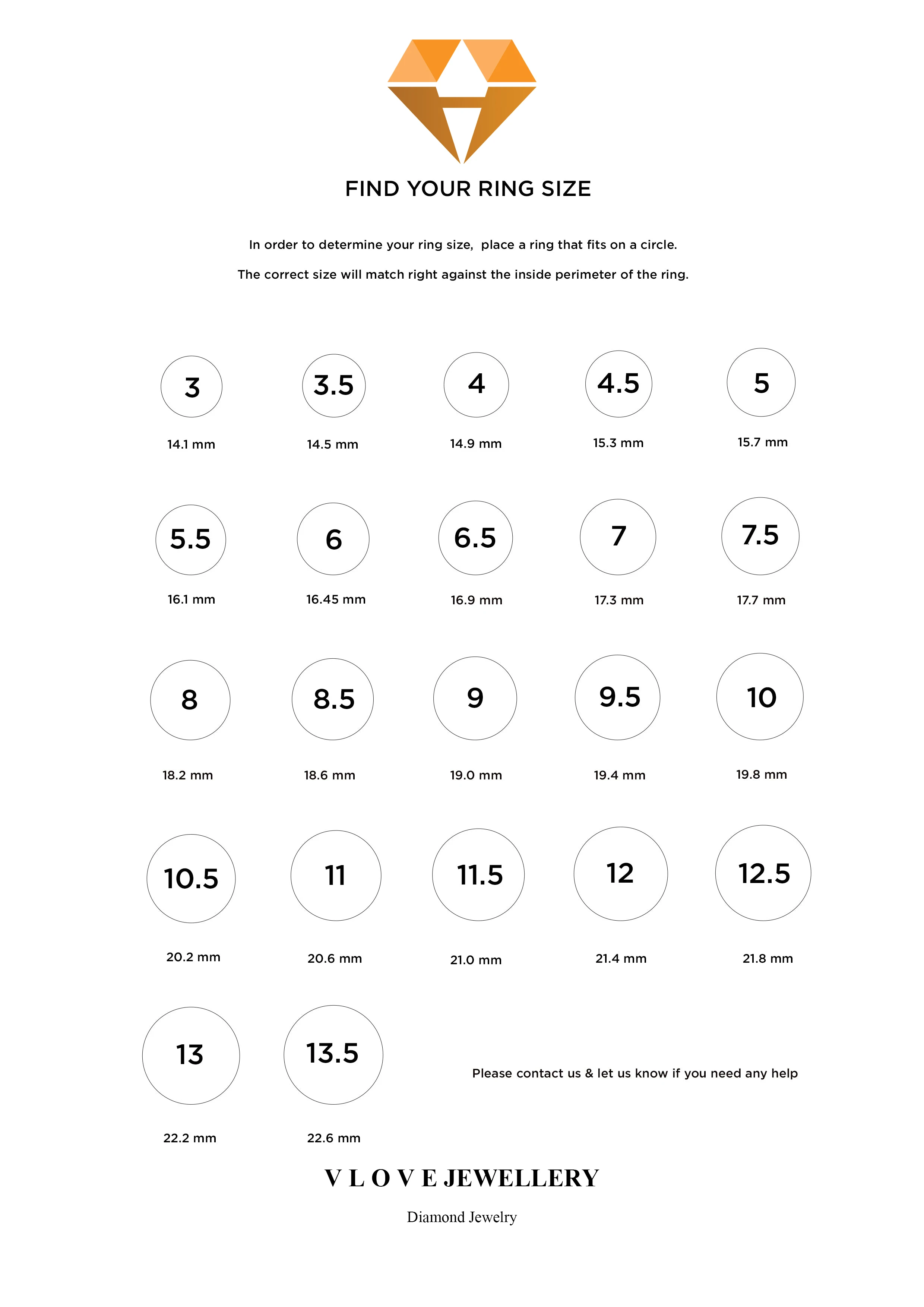 Vlove Engagement Ring Diamond Solid Jewelri Gold 9k 10k 14k 18k Curb