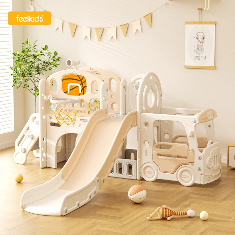 Feelkids Playhouse Safe Plastic Toddler Toys Equipment Set Children's Playground Indoor Baby  Swing and Slides for Kids