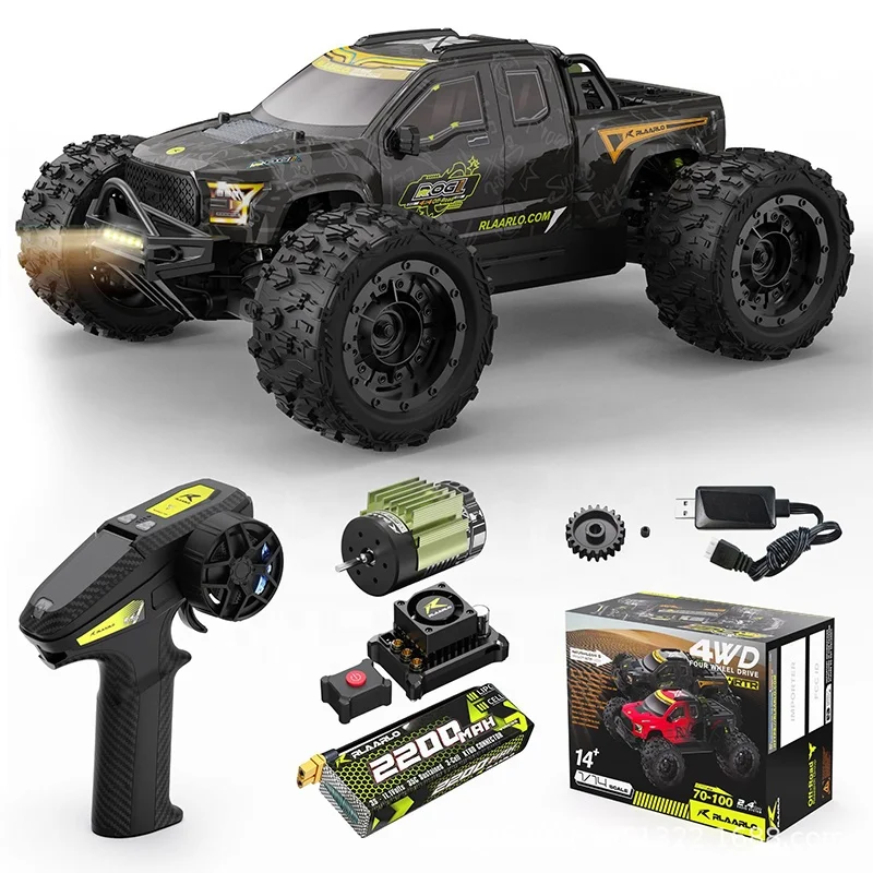Rlaarlo ROG14 1:14 Scale RC Truck Off Road Monster Truck with Aluminum Alloy Chassis Waterproof ESC Metal Gear Servo 3S Battery