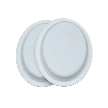 Small oval plate disposable biodegradable bagasse tableware for restaurant food package compostable paper oval plate