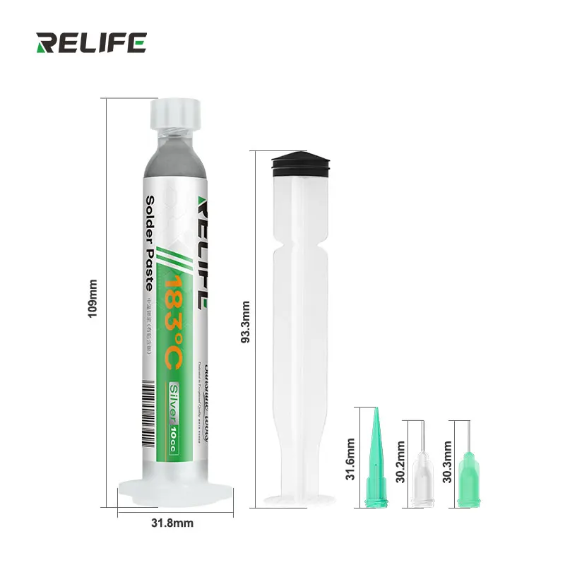 RELIFE HW21S Pâte à souder à l'argent contenant du plomb/seringue 10CC / 183 ℃