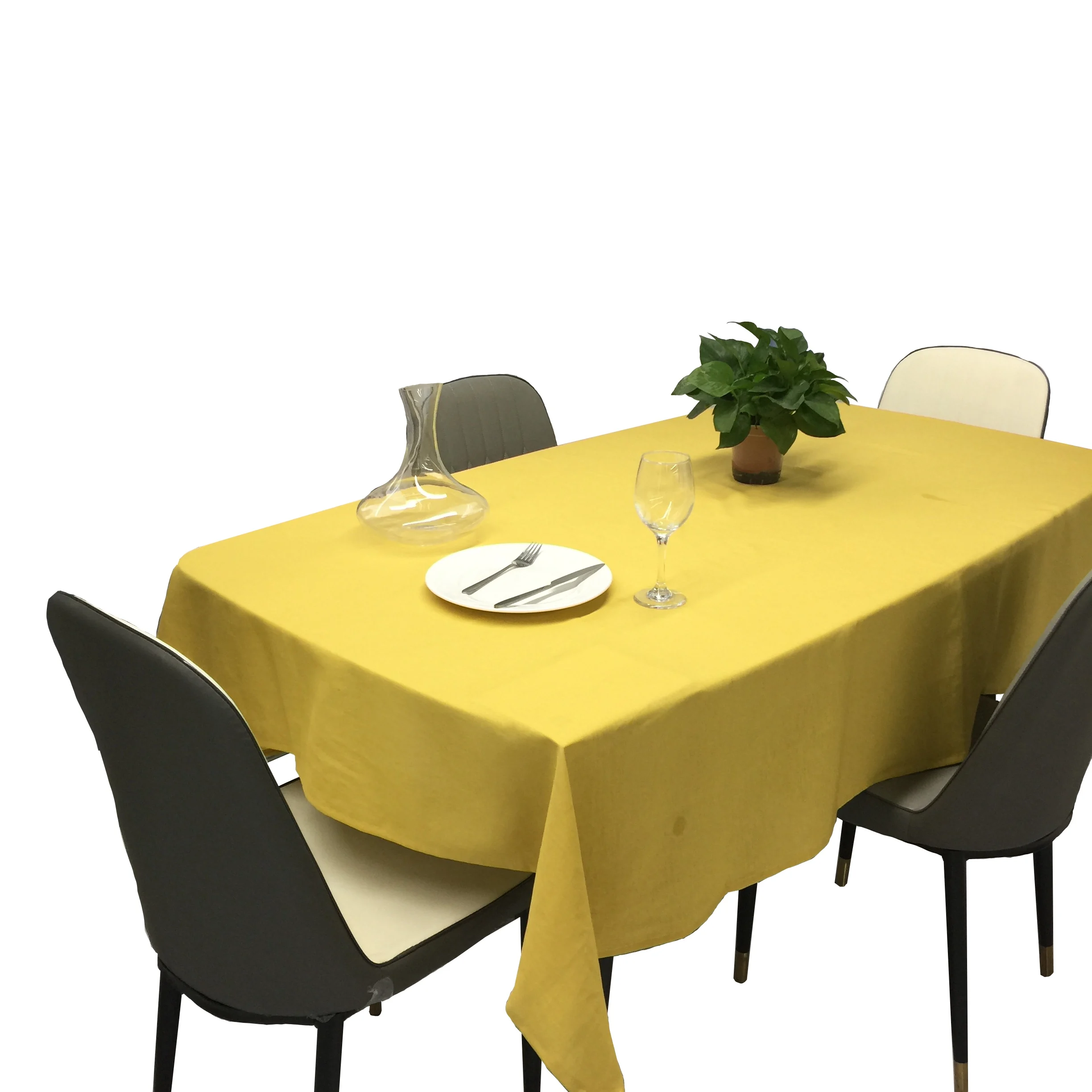 Restaurant Washed Woven Table Cloth Customer Size Multi Color