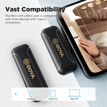 BOYA BY-WM3T2 Wholesale Android Type-c Lapel Lavalier Wireless Microphone for Mobile Phone Live Outdoor Interview Vlog Video detail image