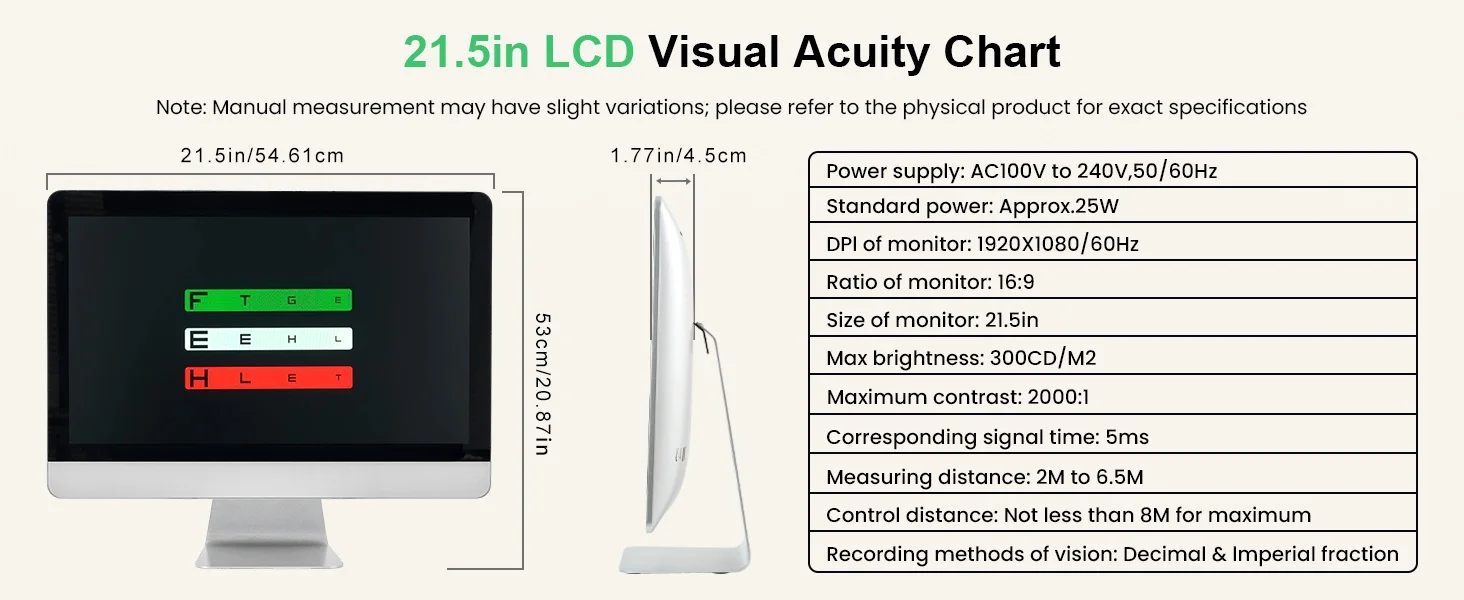 High Standard Optometry Equipment Digital Eye Chart LCD 215D Portable Vision Chart Snellen for Eye Test