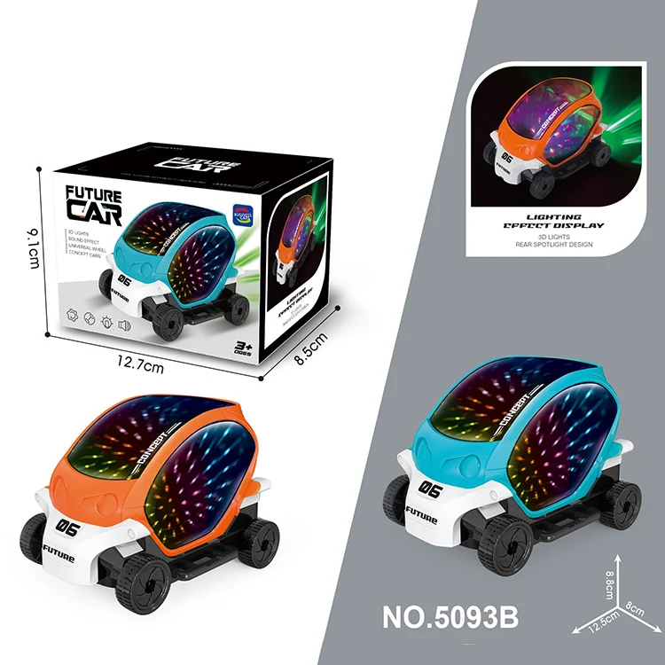 Battery Operated 360 Degree Spin Transparent Flashing Light Universal Wheel 3D Concept Gear Car Toy