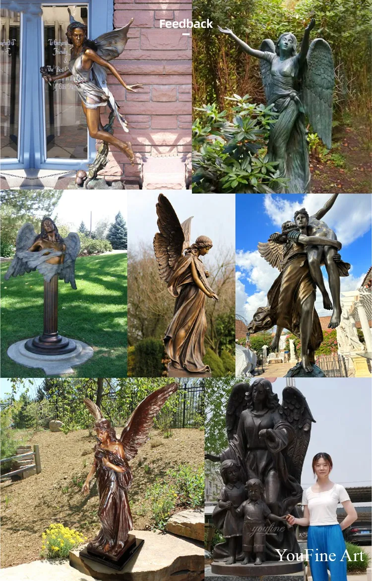 Outdoor Garden Life Size Casting Bronze Angel Statue