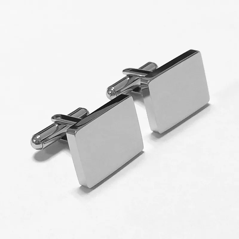 Factory stock wholesale and retail stainless steel custom engraved rectangular plain wedding cufflinks manufacturer