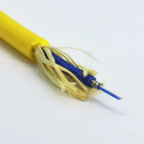 Netutral buoyancy 2 core uniflex underwater ROV Tether Armored SM fiber optical cable