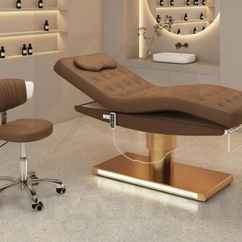 Fengsheng Luxury Massage Bed Beauty Salon Bed Table De Massage Electrique Latest Design Electric Golden Three-Motor Facial Bed
