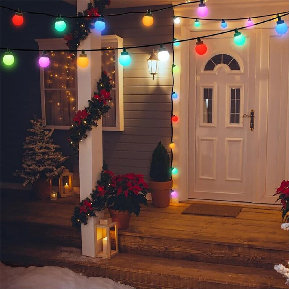 Tuya Wifi RGBIC Smart Outdoor String Lights IP65 Waterproof Shatterproof Plastic G50 Bulb Hanging Decorative Party Led Lights