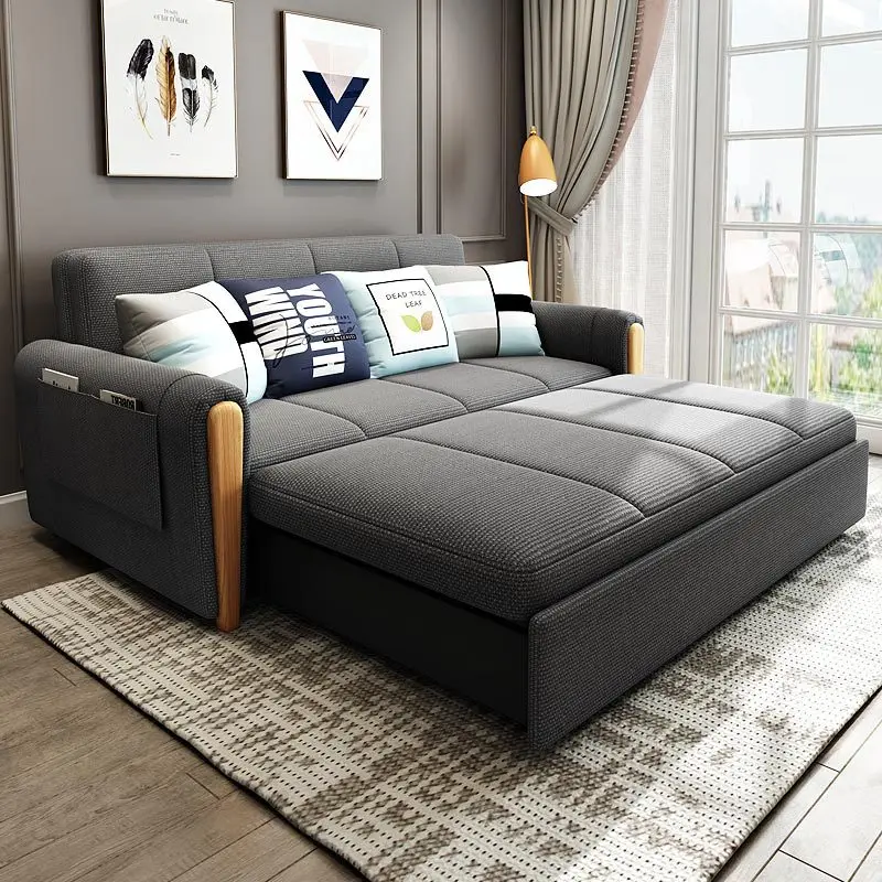 Folding sofa bed dual-purpose multifunctional solid wood single and double storable living room wholesale dual-purpose bed