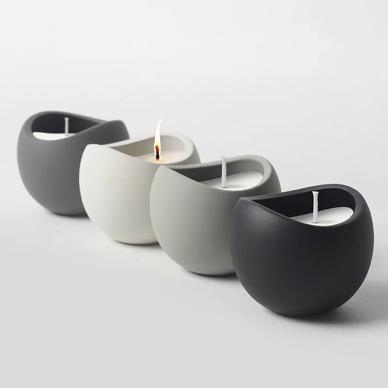 Creative Candle Container Nordic Black White Grey Empty Ceramic Candle