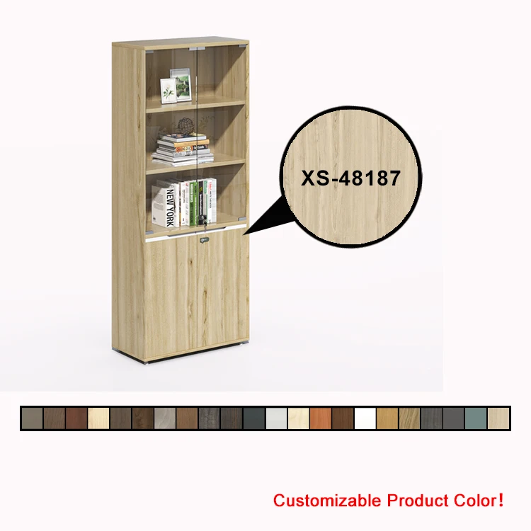 New Style Customized Modern Style Office Home School Living Room Hospital Hotel Furniture Wooden Bookcase With Glass Door Locker