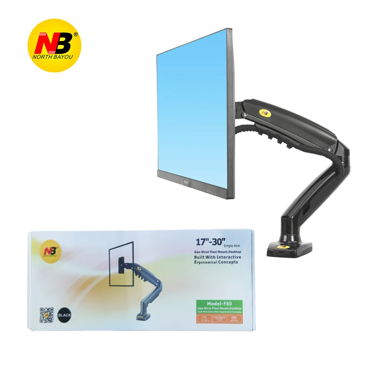 NB F80 - Support de bureau avec ressort à gaz pour écrans LCD 17
