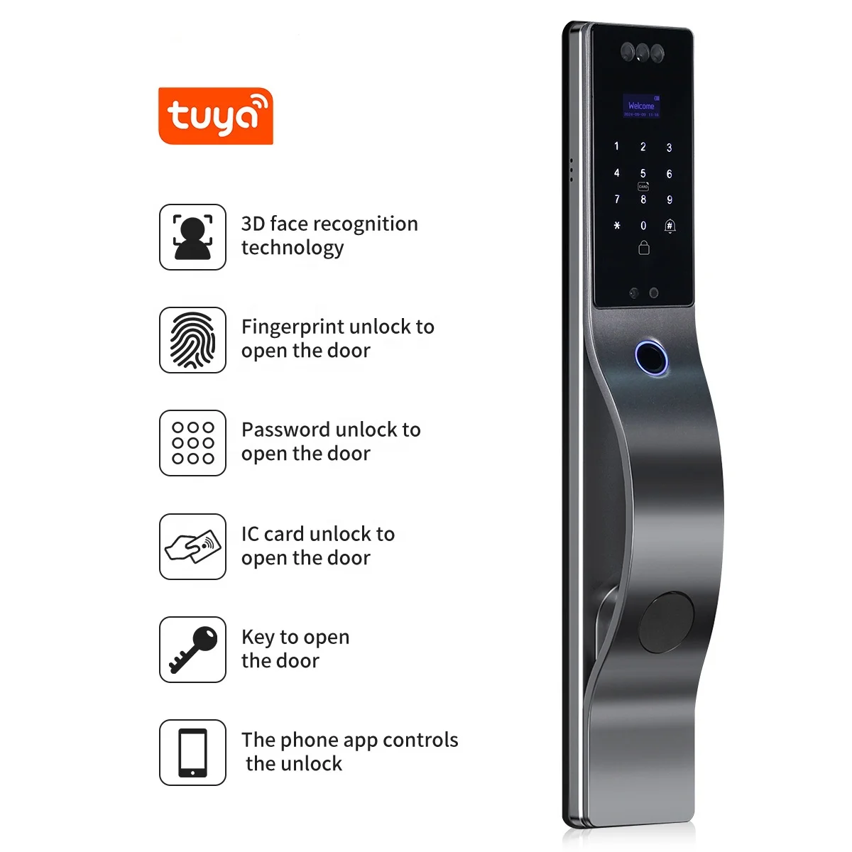 Security Cameras 3D Face Recognition Fingerprint Biometric Card Digital Lock Cerradura Inteligente Tuya WiFi Smart Door Lock DF17 