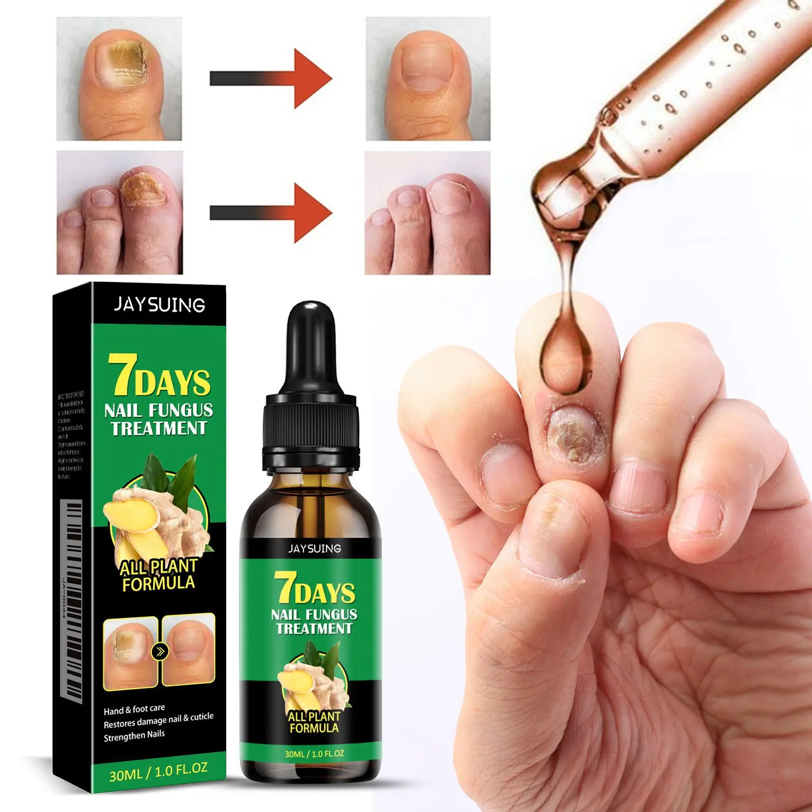 Jaysuing Soft Bright Grey Nail Repair Moisturizing Liquid Ginger Hand and Foot Care Product