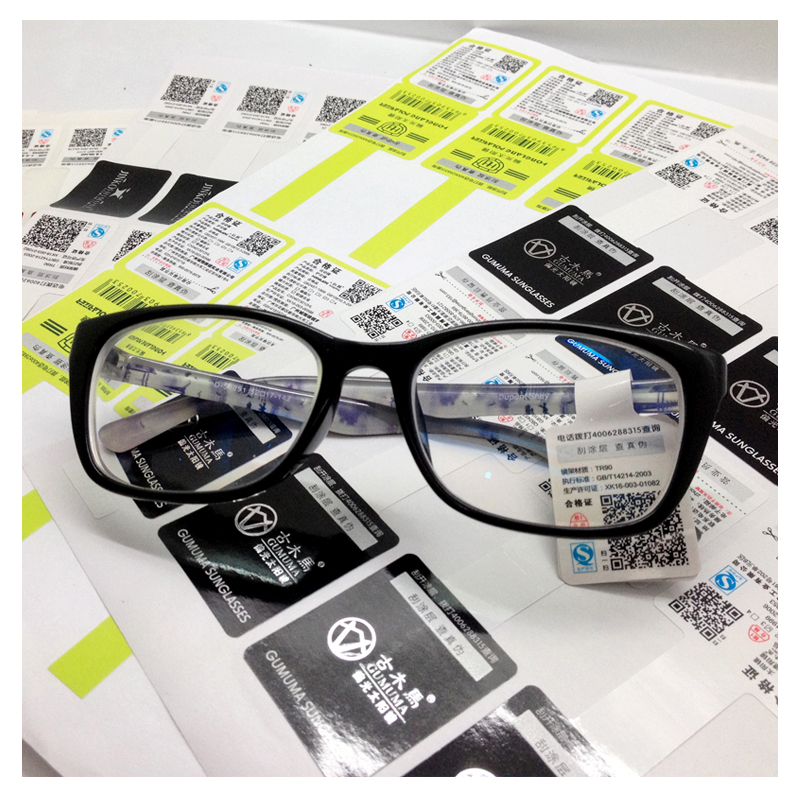 Пользовательская подвесная бирка для очков, очков, этикетка, ценники, наклейка с QR-кодом против подделки и наклейками на этикетки штрих-кода