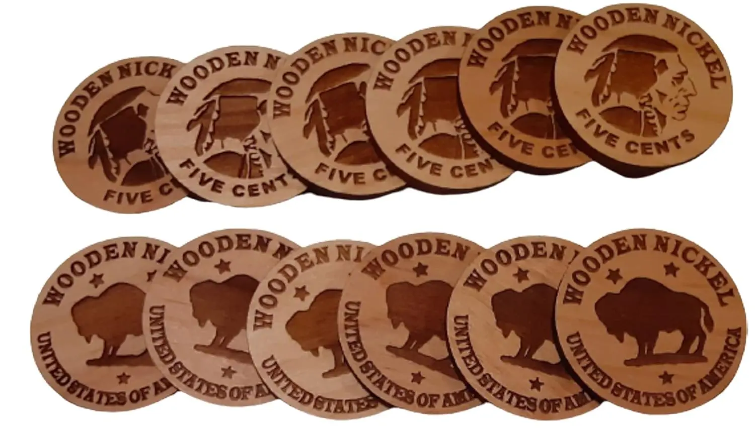 Wholesale Cheap Kids Natural Game Cutout Custom Euro Wooden Nickel Laser Cut Wood Token Coins