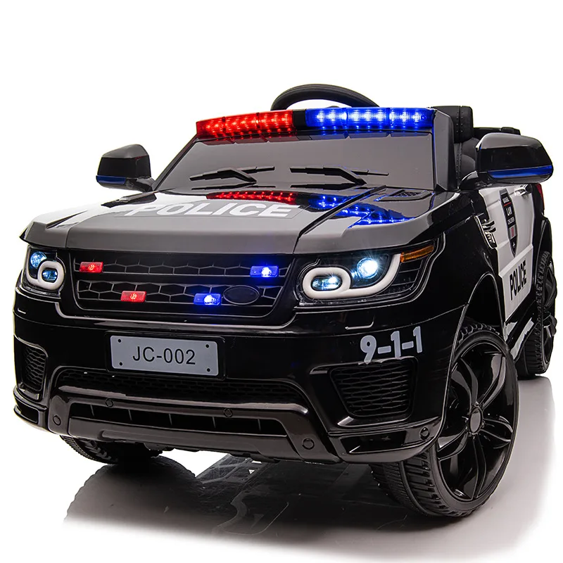 Children's Four-Wheel Electric Toy Car Battery-Powered Remote Control Vehicle Kids Boys Girls Includes Police Car Stroller Box