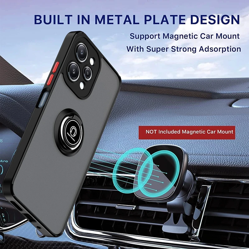 Cover Militare Con Supporto E Pellicola Per Xiaomi Redmi Note 11 Pro / 12 Pro 4G - Custodia Dual Layer TPU+PC Antiurto - Nero - 3