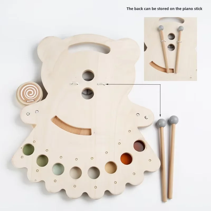 CPC CE Hot Sale Bear Music Montessori Toy Set for 2-4 Years Old Wood Xylophone Percussion Instrument Musical Educational