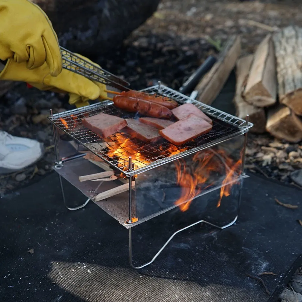CampFeuer Barbecue pliable en acier inoxydable | 22 x 20,5 x 27 cm |  Barbecue pliant | Barbecue de camping pour randonnée et extérieur |  Barbecue