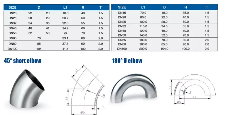 ss stainless steel semless elbow 45 90 180 degree tube bend  pipe fittings connection reducing elbow