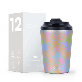 Custom 12oz Colorful Coffee Mug With Lid Double Wall Insulated Coffee Cups BPA Free Stainless Steel Water Bottle For Work