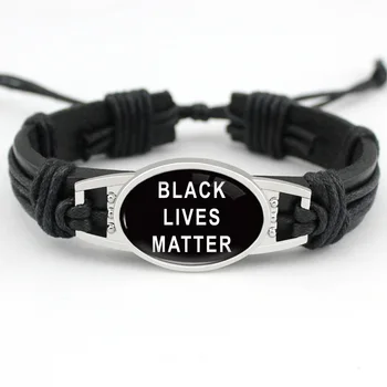 I can't Breathe Black Lives Matter Support the Black Stay Woke Leather Bracelets for Women Men Bangles