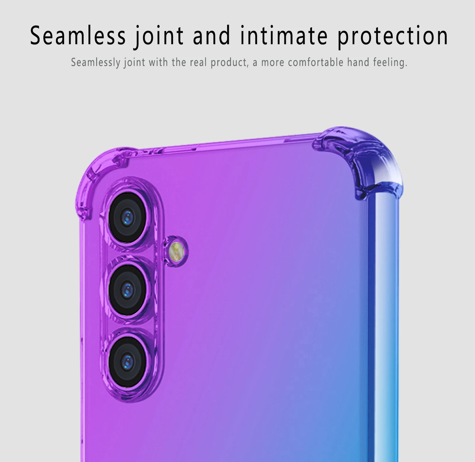 For Samsung A15 Case, Cute Gradient Color Clear Shock-Absorbing Corner Soft  TPU Mobile Phone Cover for Samsung Galaxy A15
