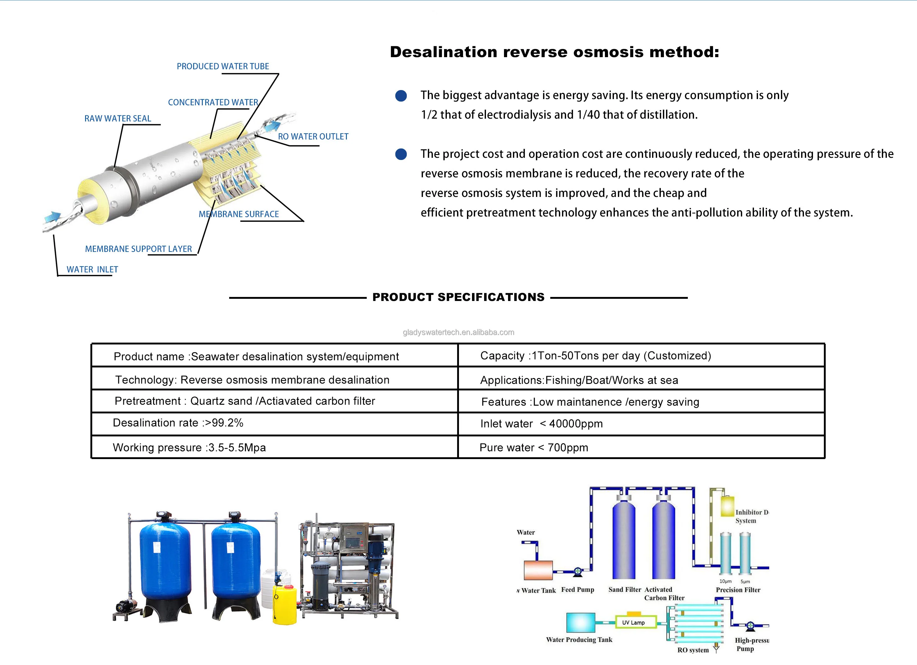 Professional Ro Desalination Seawater Purification Salt Water To