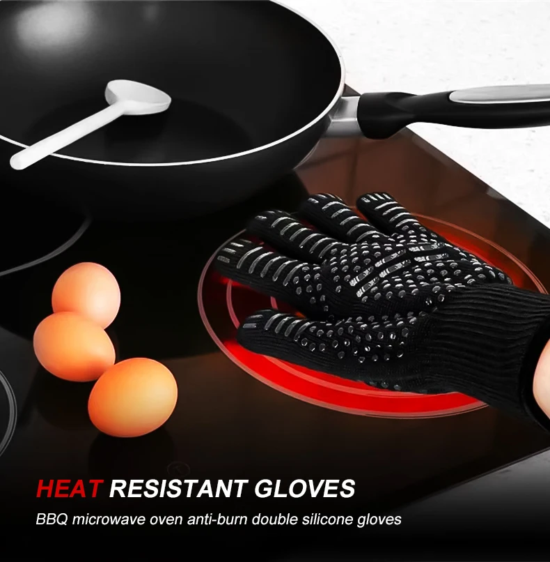 Guantes Oven Mitt Handschuhe Kitchen Silicone Cotton Mitts & Mittens ...