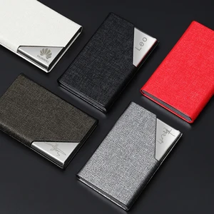 Custom Logo Metal Business Card Holder Handmade PU Leather High Quality at Promotional Low Price