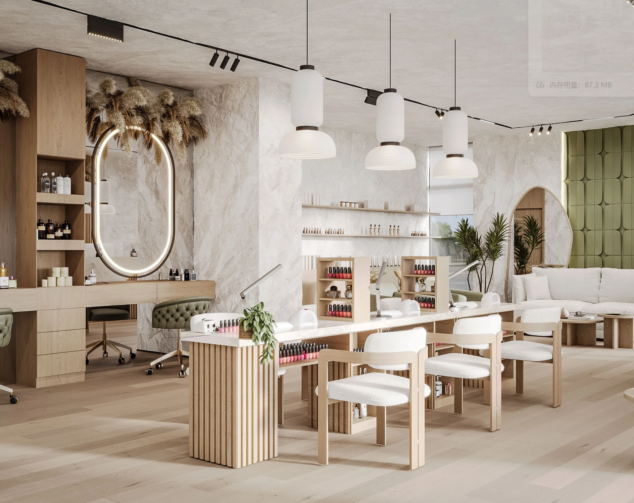 Modern Design BRUTALIST Brand Nail Salon Mirrors Nail Table Wooden Beauty Salon Styling Station