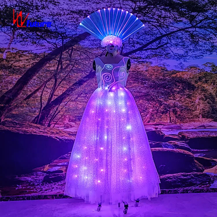 Popular Ballroom Glowing Costume LED Lights Prom Dress Stage Show Tron LED  Costume for Women