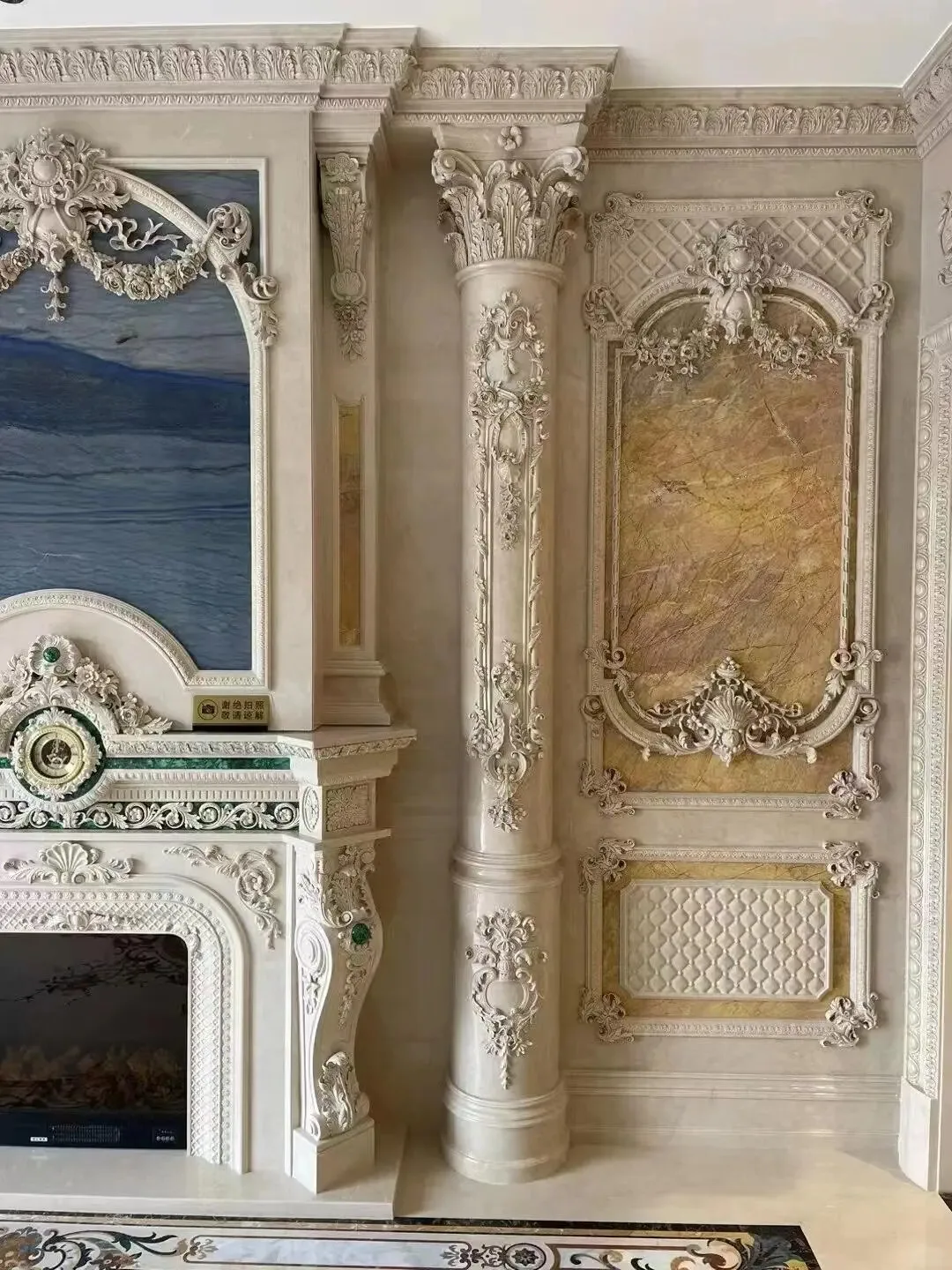 Natural Beige Marble Carving Stone Carvings and Sculpture Home Decoration Marbre French-style Interior Design