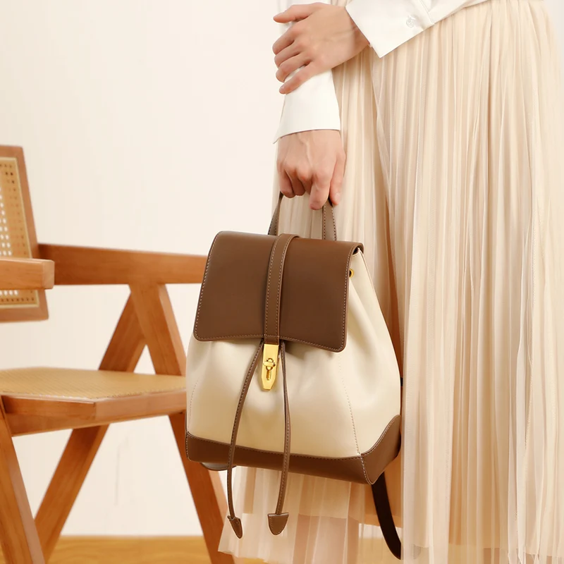 Factory Supply Wholesale Hot Sale Female Backpack for Women Leather Back Pack British Style Design School Bag Leather Backpack
