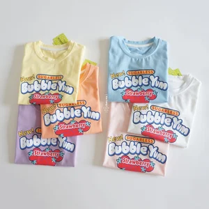 Wholesale Custom Casual Summer Girls Printing Short Sleeve O-Neck Collar T Shirts Cotton Girls Clothes for Kids