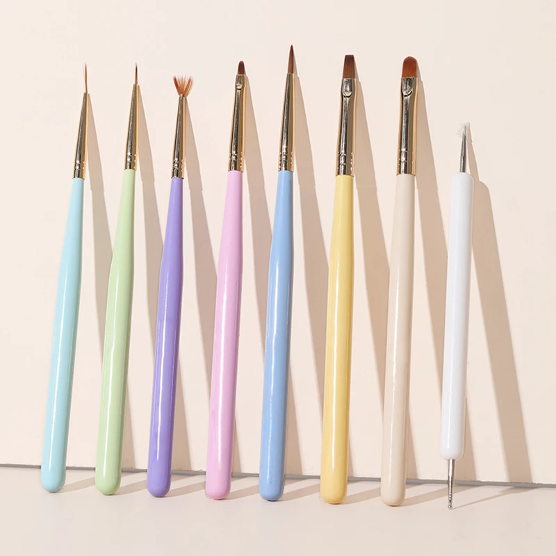 Colorful Painting Wood Handle Soft Nylon Hair Gradient One Stroke Nail