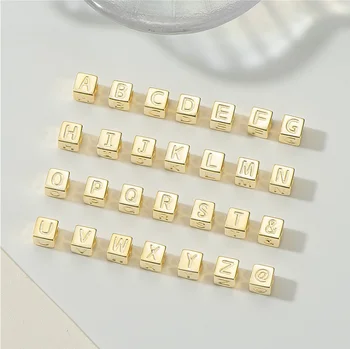 basic A to Z letter cube charms initial 26 letters 925 sterling silver alphabet cube pendant