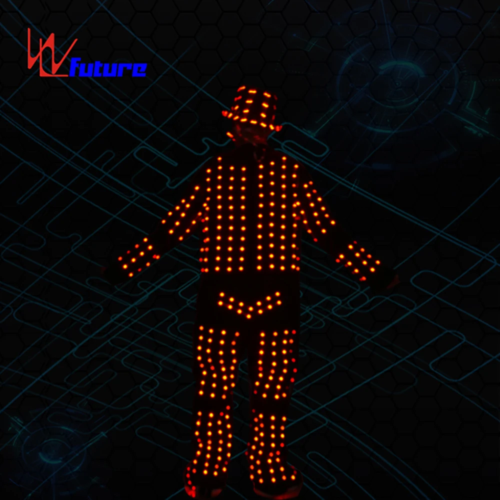 Full Color LED Programmable Tron Dance Suit Illuminated Performance Wear including Hatglasses Shoes for Halloween Party DJ