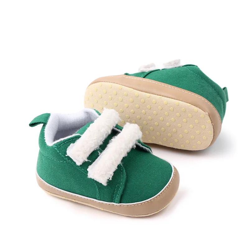Spring Autumn Plush Hook&loop Soft PU Leather Baby Newbron Shoes for Boys and Girls factory